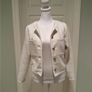 Aqua White Textured Women's Blazer